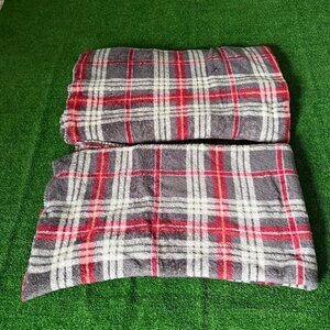 Walmart 2-Piece Soft Throw Blanket in Red and Gray Plaid, 50 x 60 in